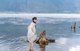 喵糖映画 海边姑娘（镜酱）纯色白裙，嘤嘤嘤