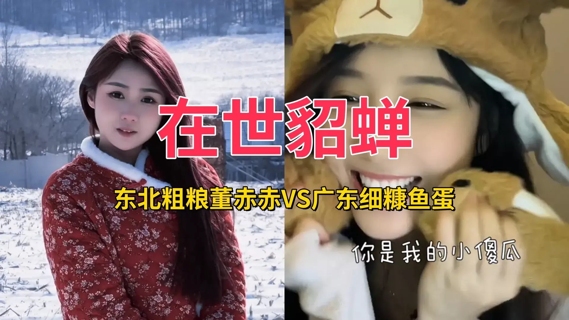 抖音网红 东北粗粮董赤赤VS广东细糠鱼蛋，你更喜欢谁-1
