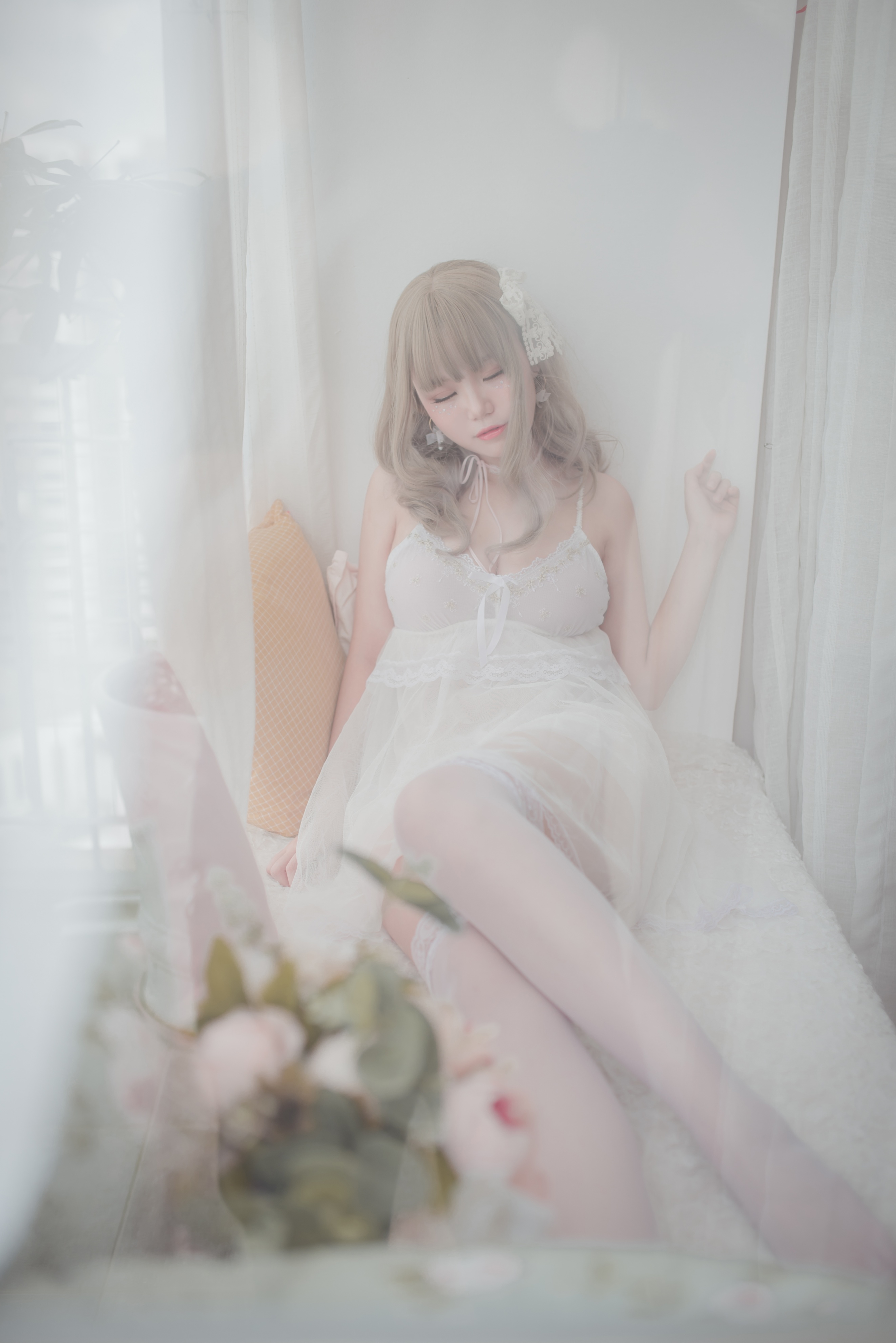 白色丝质连衣裙（CN：Yoko宅夏）少女私房写真-N5次元