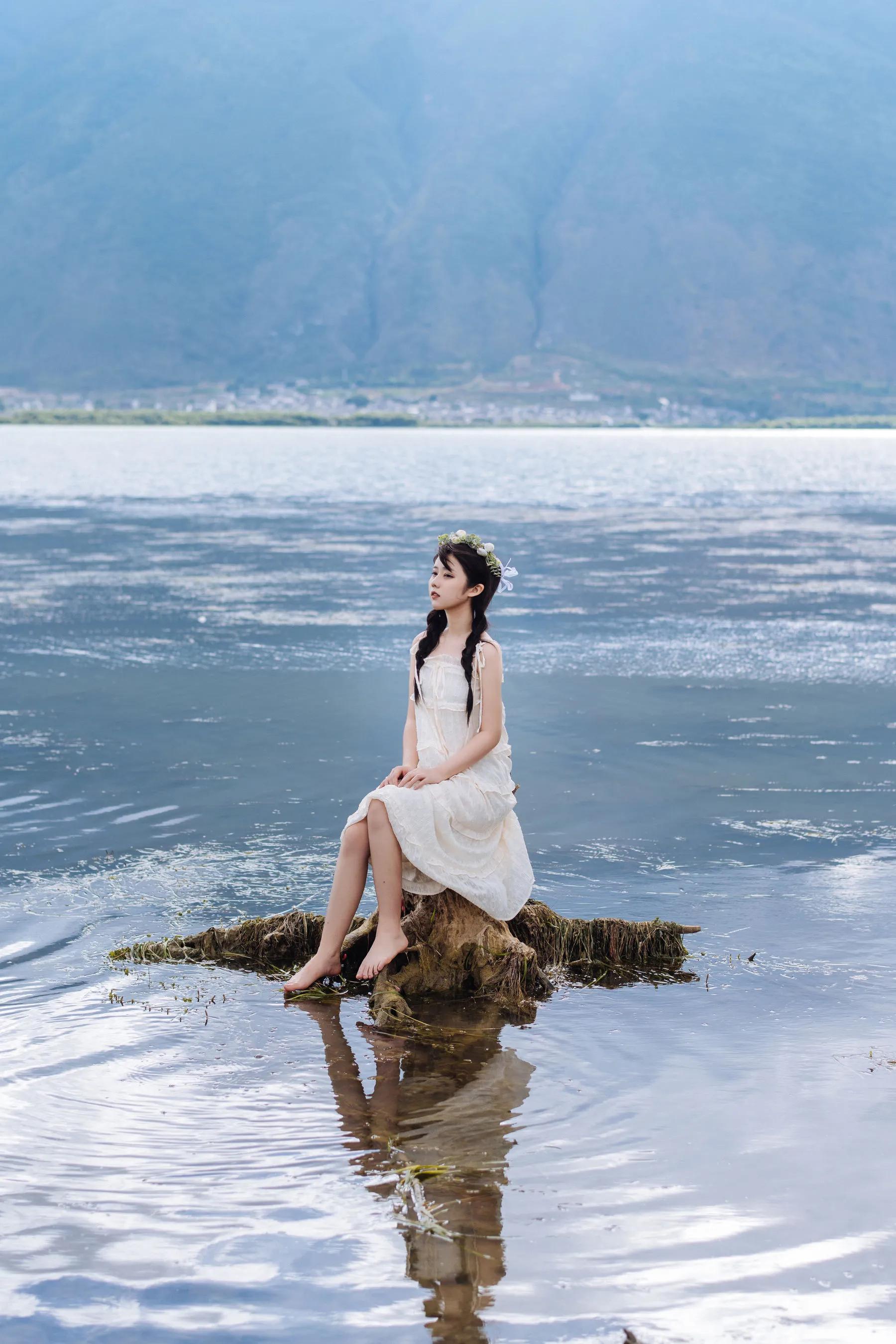 喵糖映画 海边姑娘（镜酱）纯色白裙，嘤嘤嘤-N5次元