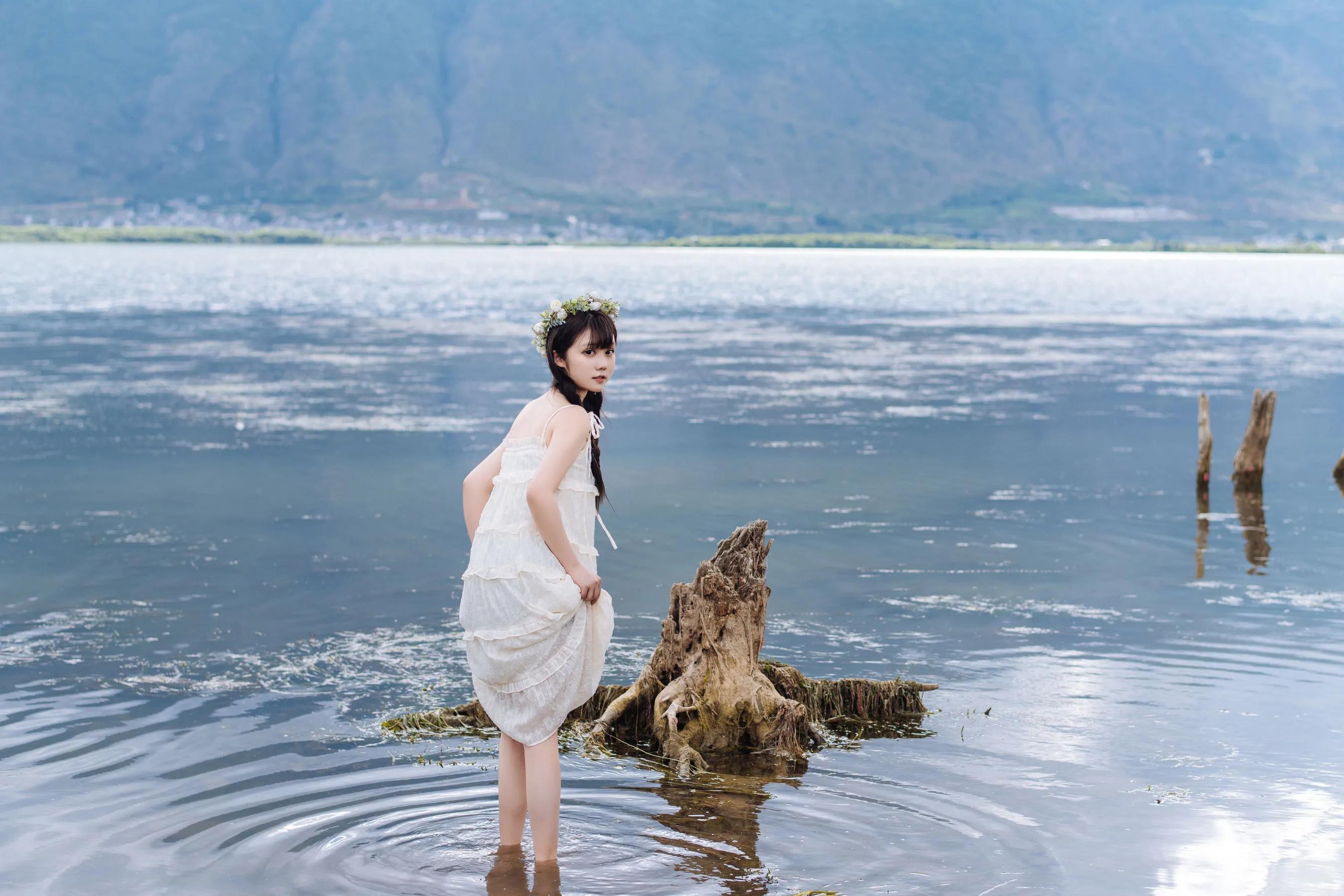喵糖映画 海边姑娘（镜酱）纯色白裙，嘤嘤嘤-N5次元
