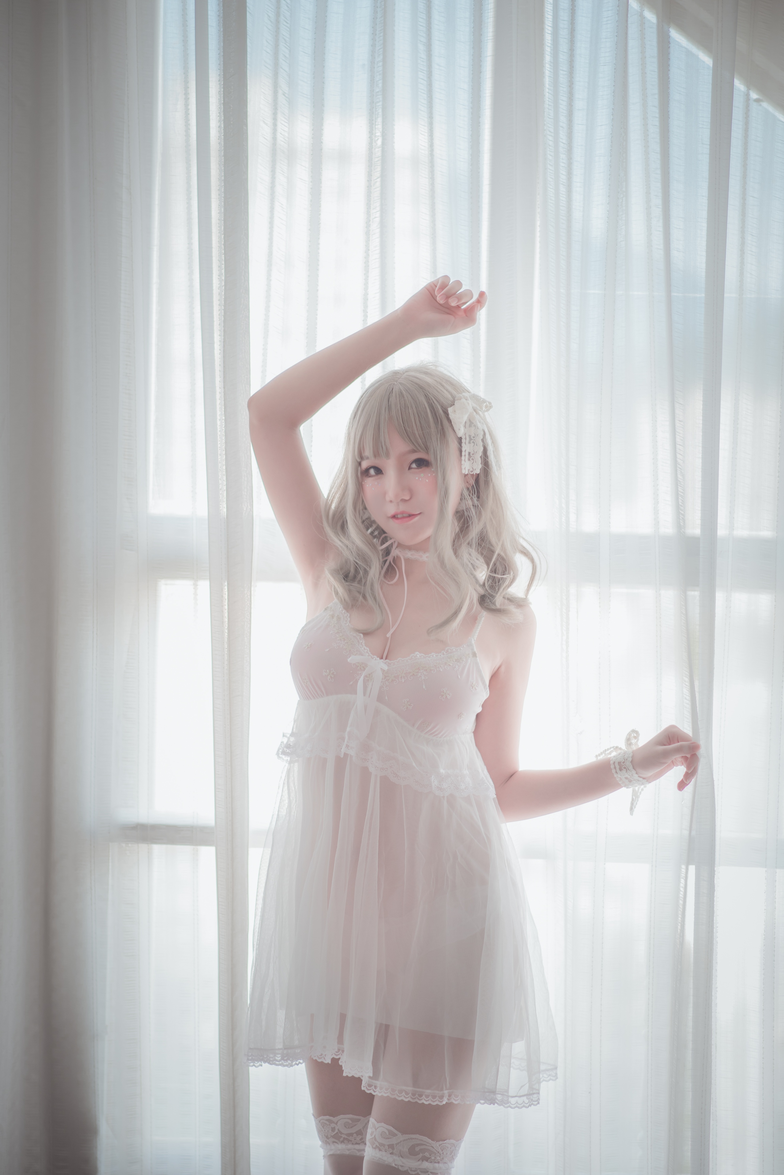 白色丝质连衣裙（CN：Yoko宅夏）少女私房写真-N5次元